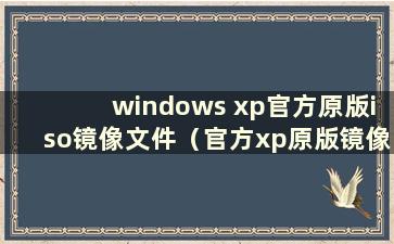 windows xp官方原版iso镜像文件（官方xp原版镜像）